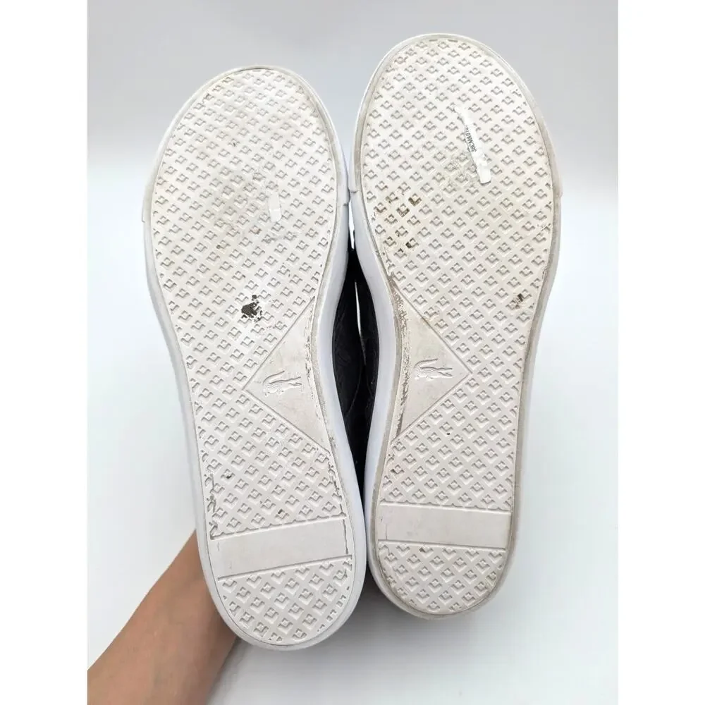 Lacoste Minzah Lace-Up Sneaker Shoes Round Toe Men's Black/White Size US13 EU47